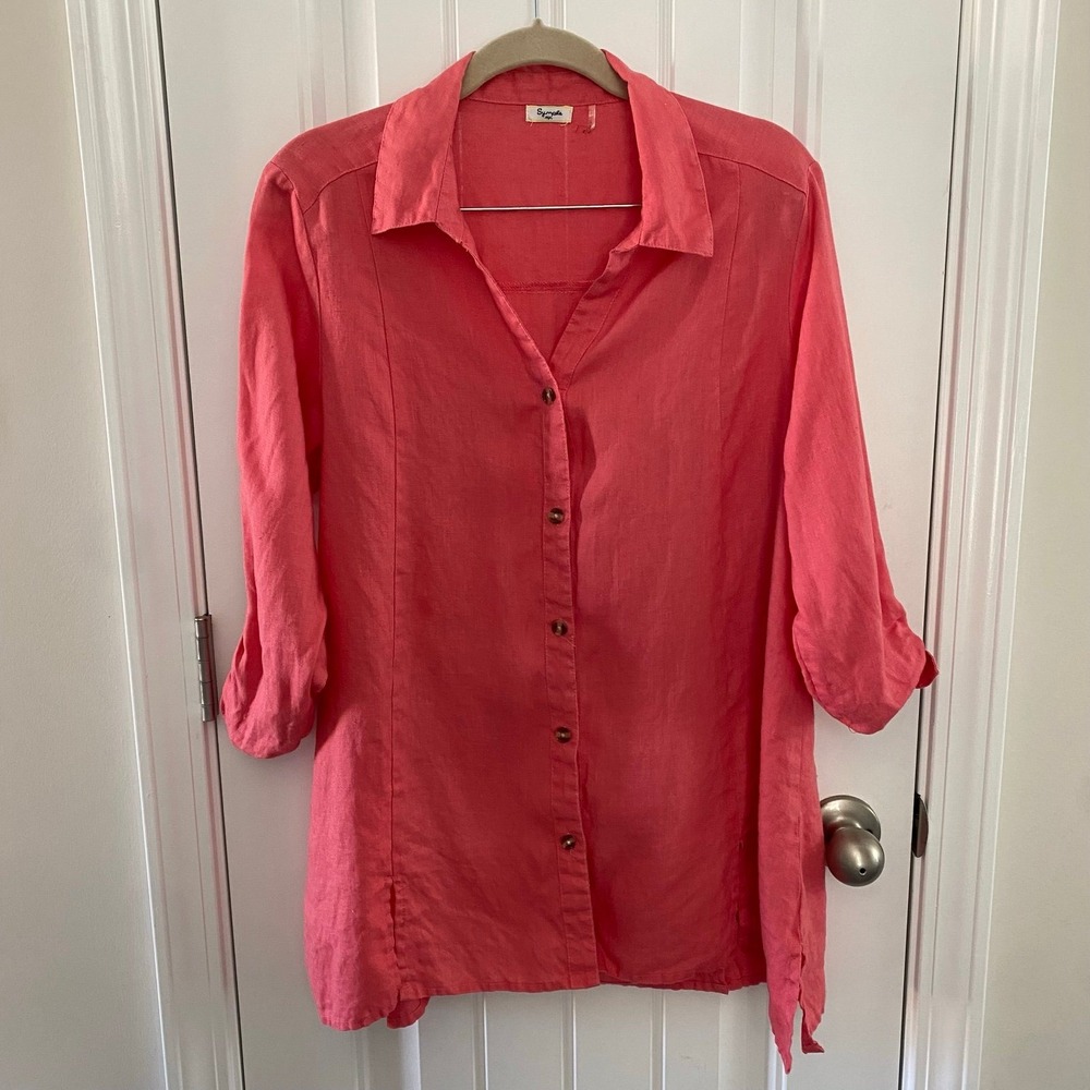 100% Linen Button Down Blouse